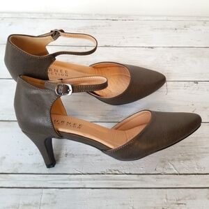 Journee Collection Bette Faux Leather Ankle Strap Almond Shape Closed Toe Heel